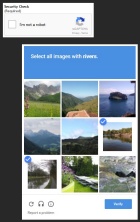 Zoom image: The reCAPTCHA dialog box showing a sample challenge. 