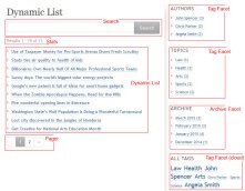 Zoom image: Overview of the dynamic list example, identifying the various components in use. 