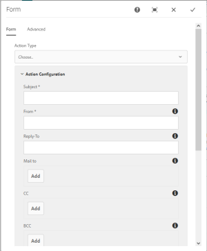 Zoom image: The Start of Form bar opened for editing, showing the Form tab options. 