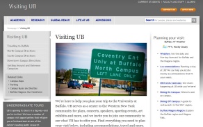 Zoom image: UB's visitor's guide displayed as it is found on the main UB home page.